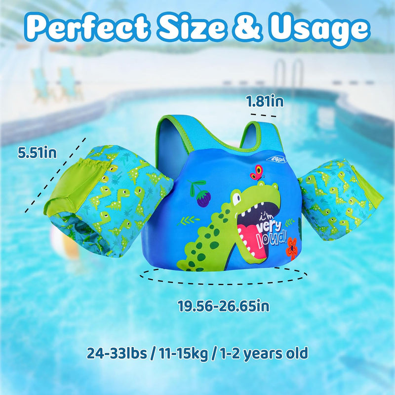 AEOCOO Puddle Float Jumper for Swiming, Toddler Swim Vest for Water Play, Pool Floats with Swimming Arm Floaties Swim Jacket & Water Wings for Kids Swimmies, Boys, Girls, Niños