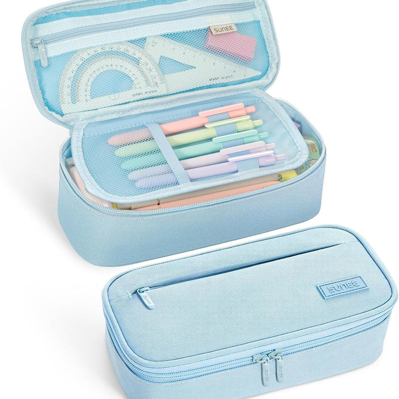 SUNEE Cute Pencil Case, Large Capacity Pencil Pouch, Big Storage Organizer for Stationery, Zipper Pen Bag, Back to School Supplies, Office Organizer Makeup Bag, for Teen Girl Boy Men Women, Pink