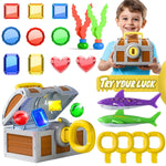 Funscape Kids Pool Diving Toy, Large Treasure Chest Water Dive Pool Games | Toddler Swimming Diving Game w/ Box Keys Gems Fish, Fun Bathtub Summer Beach Party Gifts 3 4 5 6 7 8 10 12 Year Old Boy Girl