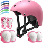 Adjustable Kids Bike Helmet Set for Ages 2-14, Multi-Sports Safety Gear with Knee and Elbow Pads