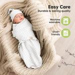 3pk Organic Swaddles for Newborns Girls, Boys & Hats (Nordic, 0-3M) | Soft Cotton Baby Sleep Sacks 0-3 Months, Breathable Baby Hats and Swaddles 0-3 Months, Newborn Essentials Must Haves