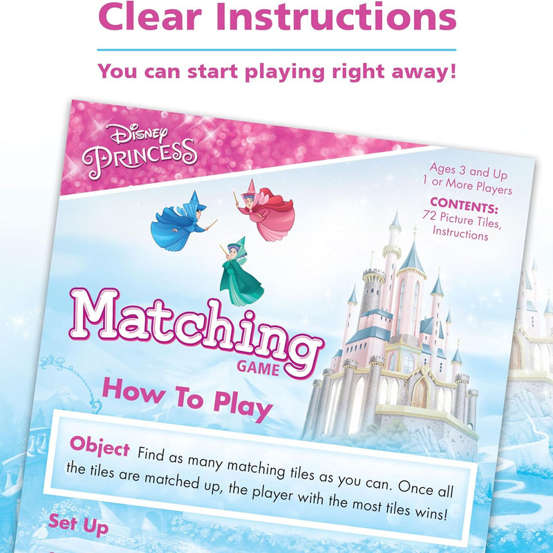 Wonder Forge Disney Princess Matching Game - Fun Memory Game for Kids Ages 3 and Up - Toddler Learning Toy Featuring Belle, Ariel, and Elsa and More Disney Princesses - Packaging May Vary