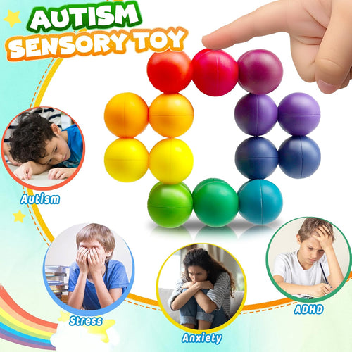 Sensory Autism Balls Toy for Toddler Kids, Airplane Travel Toys for Age 3-5 5-7 3-4 4-8 School Fidget Classroom Autistic Calm Down Treasure Prize Box Dementia Activities Easter Basket Stuffers Gifts