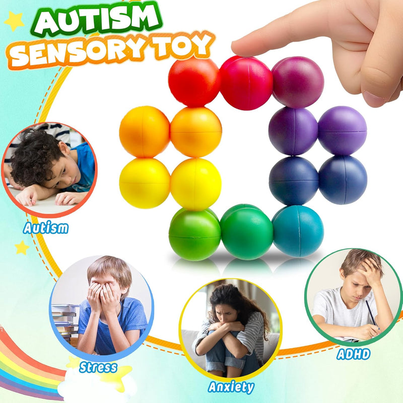 Sensory Autism Balls Toy for Toddler Kids, Airplane Travel Toys for Age 3-5 5-7 3-4 4-8 School Fidget Classroom Autistic Calm Down Treasure Prize Box Dementia Activities Easter Basket Stuffers Gifts