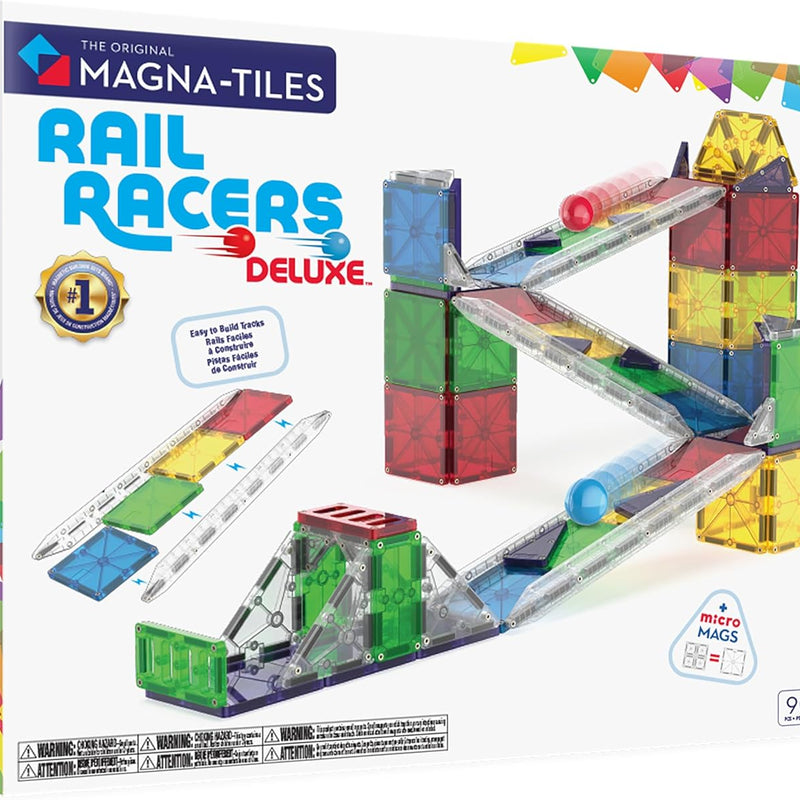 MAGNA-TILES Rail Racers 33-Piece Magnetic Construction Set, The Original Magnetic Building Brand
