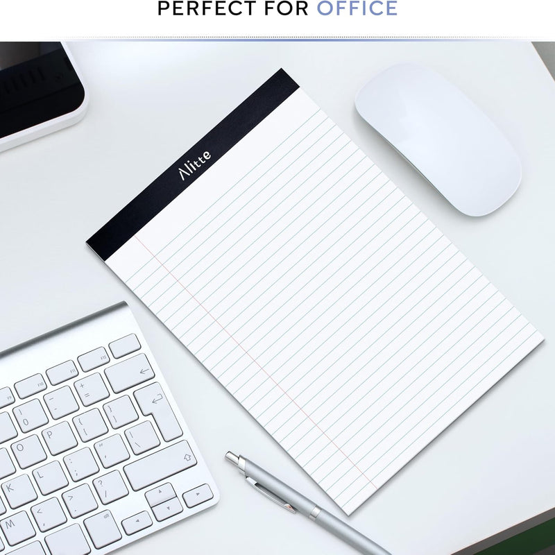Alitte Legal Notepads 8.5 x 11, Pack of 12 - Perforated Wide Ruled Writing Pad - Premium Thick Paper, No Ink Bleeding - Blank Legal Pads For Home, Office, School, Business - 50 Sheets Per Notebook