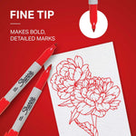 Sharpie Permanent Markers, Fine Tip, Red, 12 Count - Office Supplies, Quick Drying, Fade Resistant, For Plastic, Metal, Wood, And More