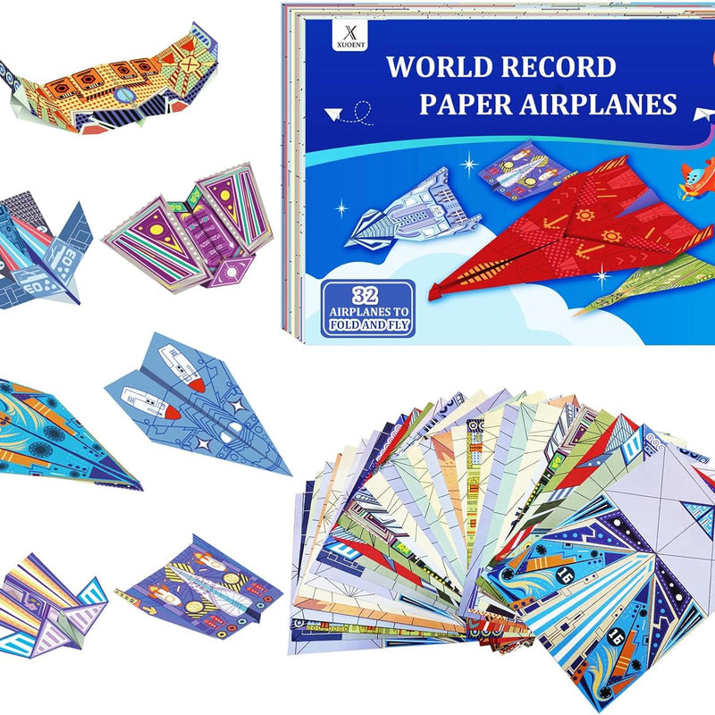 16-Design Paper Airplane Kit with FSC Certified Paper, Digital Manual, Perfect for Kids Ages 6-12.