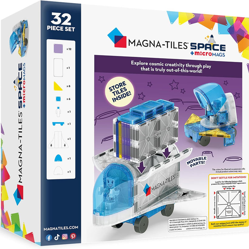 MAGNA-TILES Space 32-Piece Magnetic Construction Set, The Original Magnetic Building Brand