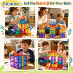 Coodoo 60 PCS Magnetic Building Tiles for Kids STEM Toy Preschool Kindergarten Toddler Toy Development