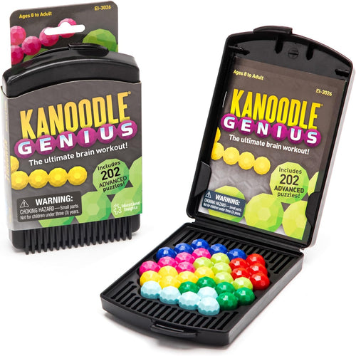 Educational Insights Kanoodle Genius 3D Brain Teaser Puzzles with 202 Advanced Challenges for Kids, Teens, and Adults, a Portable Single-Player Logic Game Enhancing Spatial Reasoning and Problem-Solving Skills.