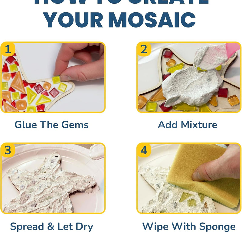 Little Jupiter DIY Mosaic Kit - Builds 4 Different Sea Mosaic Art Pieces - The Perfect Arts and Crafts for Girls and Boys Ages 8-12 - Kids Art Set Activity for Birthdays, Christmas, Holidays, & More