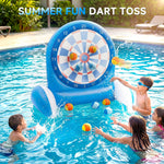 Inflatable Dart Board Water Game for Kids - Pool Toys with Sticky Balls, Safe PVC Material, Add Water for Stability, Includes 10 Balls & Air Pump, Ages 3-12 Family Outdoor Fun
