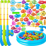 Magnetic Fishing Pool Toys Game for Kids Toddlers, Water Table Bathtub Toy with Pole Rod Net Plastic Floating Fish, Water Bath Pool Outdoor Toys for Kids Toddlers Baby Age 3 4 5 6 Year Old