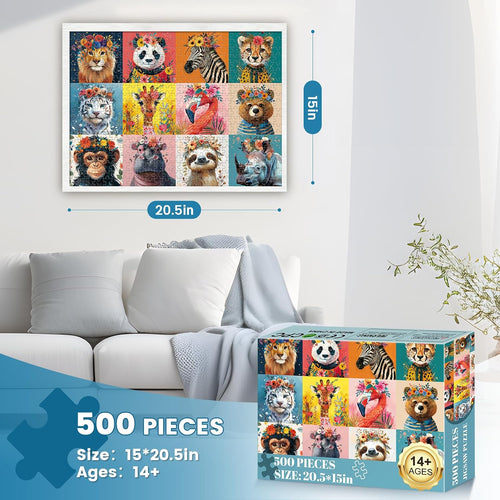 500 Piece Puzzles for Adults,Beautiful Wild Animals Jigsaw Puzzle for Adults Seniors,Recycled Cardboard Dogs Puzzle 500 Piece,Family Activity Great Gift for Family Friends 20.5 * 15 inch