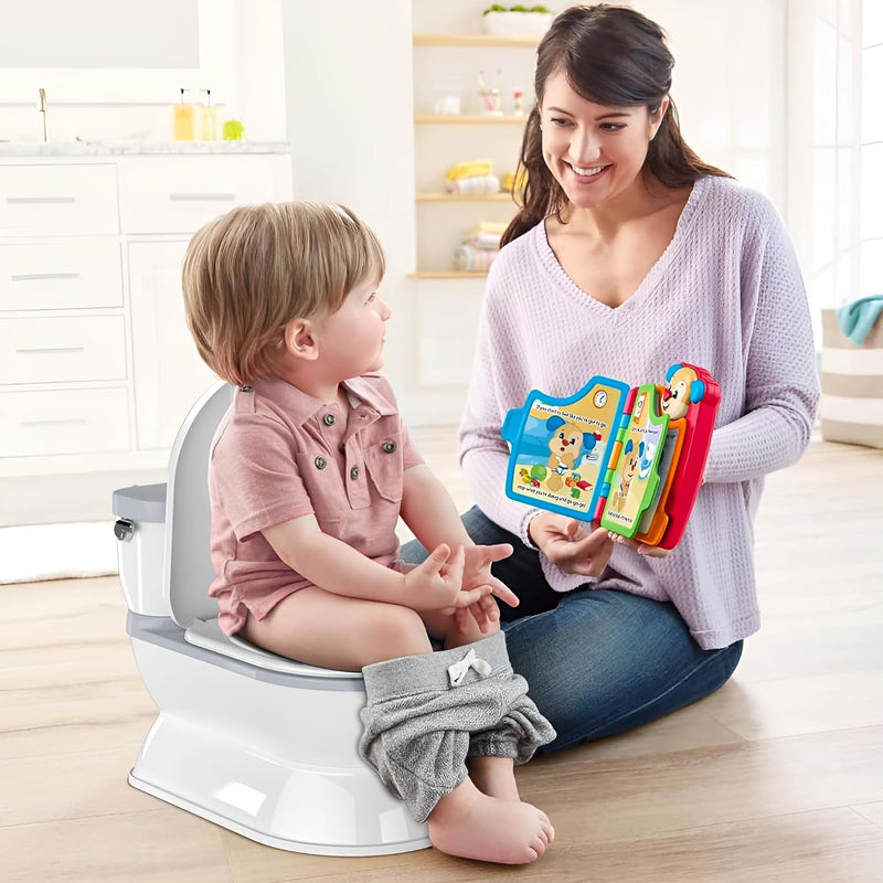 CheerTry Toddler Potty Training Toilet, Larger Potty Chair, Detachable Seat | Suitable for Boys & Girls Ages 1-3, with Flushing Sound, Wipes Storage, Toilet Lid & Toilet Paper Holder - Grey