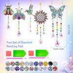 5Pcs Diamond art Kits for Kids/Adults, Crafts for Kids Ages 8-12, DIY Diamond Painting art Wind Chimes Crystal Window Suncatcher Craft, Birthday Gifts for 7 8 9 10 11 Year Old Girls, Home Garden Decor