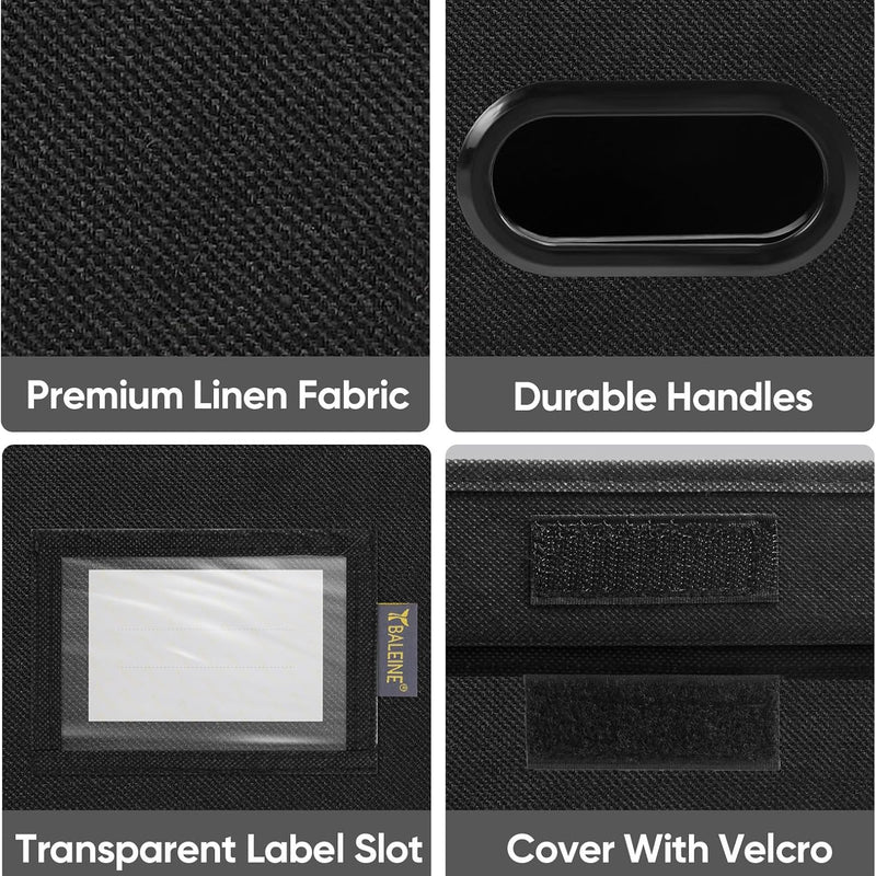 BALEINE File Organizer Box with Lid, Collapsible File Folder Organizer with Plastic Slide, Hanging File Folder Box for Office Document Storage (1 Pack, Black)