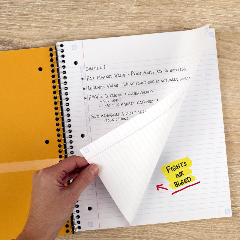 Five Star Spiral Notebook + Study App, 5 Subject, College Ruled Paper, 8-1/2" x 11", 200 Sheets, Fights Ink Bleed, Water Resistant Cover, Black (72081)