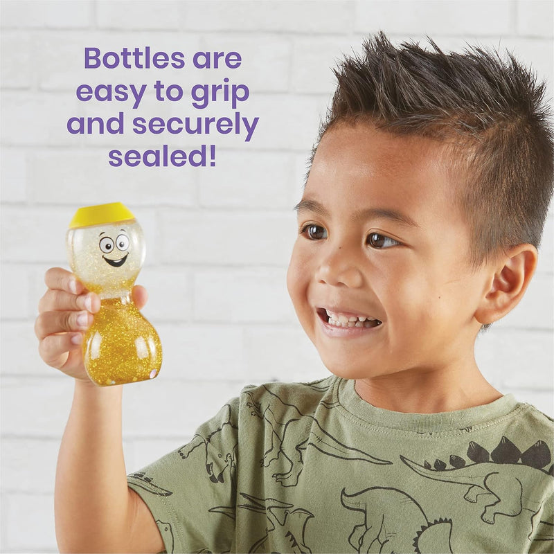 hand2mind Express Your Feelings Sensory Bottles-Primary Emotions, Quiet Toddler Fidgets for Classroom, Calm Down Corner Supplies, Social Emotional Learning, Sensory Toys for Kids with Autism