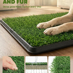 Powools Grass Pad for Dogs Potty - 3-Layer Reusable Dog Grass Pad with Tray, Washable Artificial Grasses Dog Potty Tray with Drainage Holes, Indoor & Outdoor Grass Pee Pad for Dogs, 30" x 20"