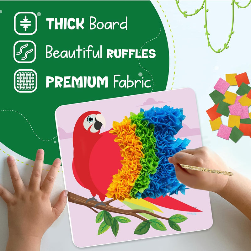 jackinthebox Poke Art Animals Crafts Kits for Kids, Boys & Girls, Ages 4-8 | 1400 fabric pieces, gift, travel activities & toys, essentials, projects for toddlers, 3 4 5 6 7 8 year old, flower pressing