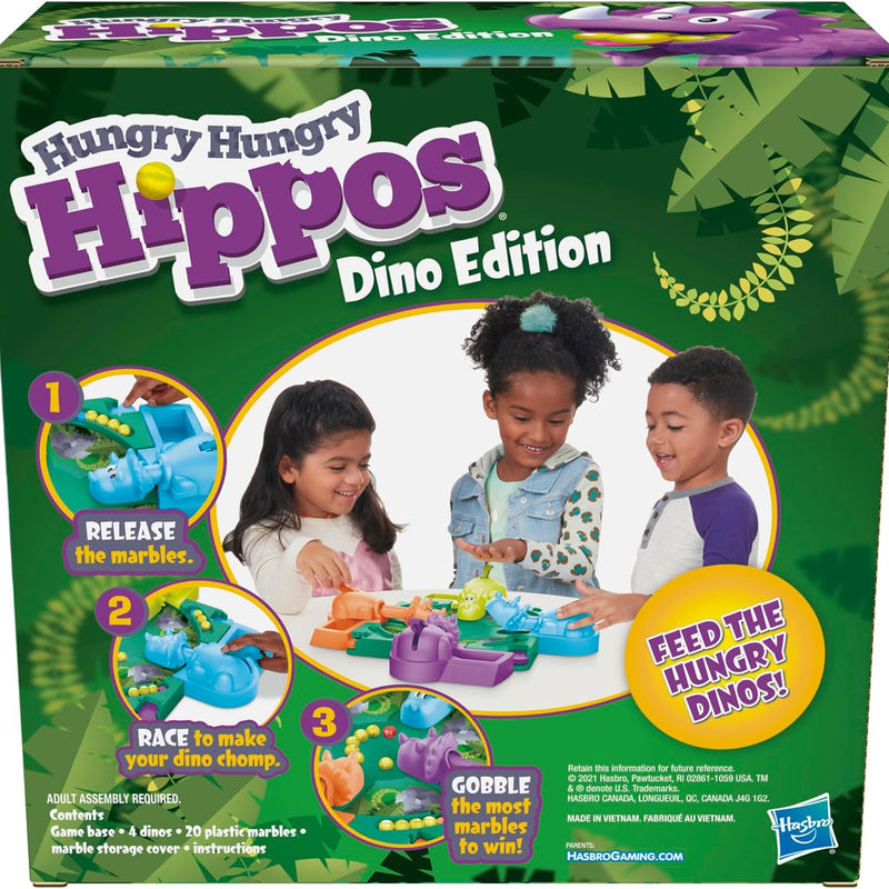 Hasbro Hungry Hungry Hippos Dino Edition Board Game for kids aged 4 and up, 2-4 players