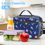 FlowFly Kids Lunch box Insulated Soft Bag Mini Cooler Back to School Thermal Meal Tote Kit for Girls, Boys, Astronaut