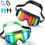 Aegend Kids Swim Goggles 2 Pack – Large Frame Anti Fog Soft Silicone Leak Proof UV Protection for Boys Girls Age 3-15