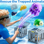 Funscape Kids Pool Diving Toy, Water Swimming Dive Game, Toddler Bath Toys | 6 Fish Cages 6 Floating Animals, Fun Swim Pool Game Outdoor Beach Lake Summer Party Gifts 3 4 5 6 7 8 10 12 Year Old Boy Girl