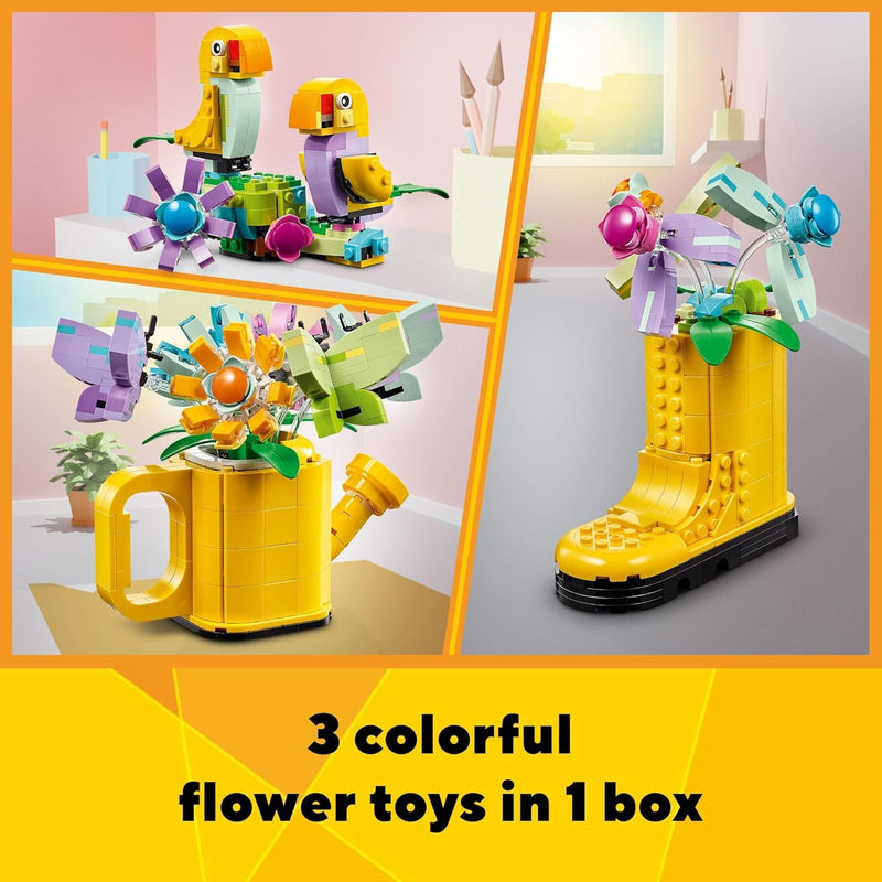 LEGO Creator 3 in 1 Flowers and Watering Can Building Toy for Kids, Ages 8+, Multicolor, 31149