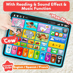 Peacurh Trilingual Learning Toy Tablet with Music & Sound, Montessori Speech Musical Therapy Toys, Gifts for Boy, Girl, Baby, Toddler, for Age 1, 2, 3 Year Old (12-18 Months)