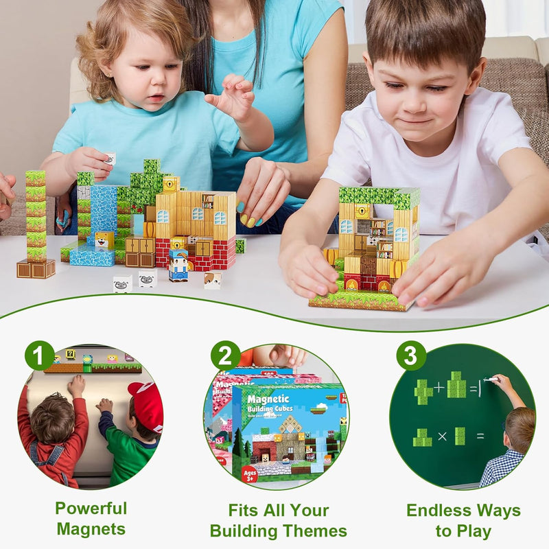 200PCS Magnetic Building Blocks Set, Magnetic Tiles for Kids, STEM Toys for Ages 3-10