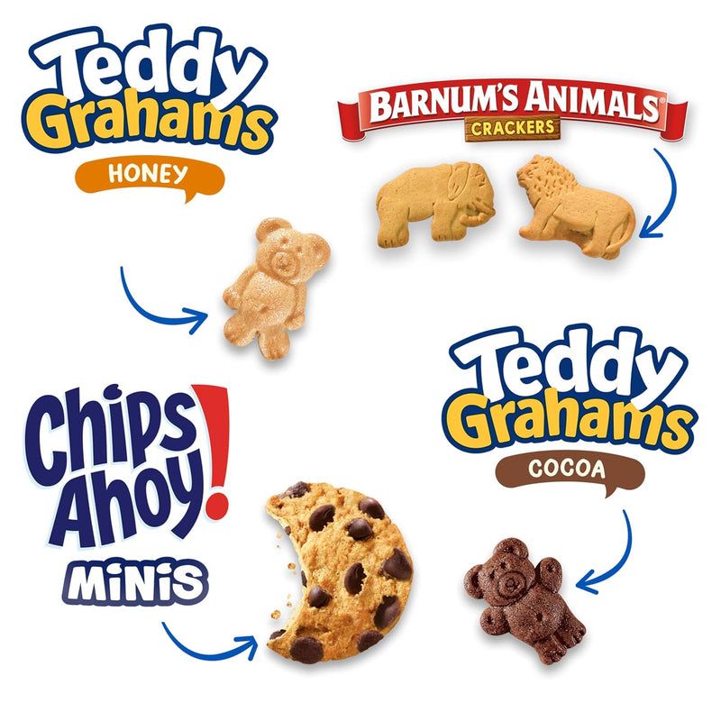 Nabisco Fun Shapes Snacks Variety Pack, 3 Flavors, 20 Snack Packs | BARNUM'S Animal Crackers, TEDDY GRAHAMS, CHIPS AHOY! Minis Cookies, Individually Wrapped