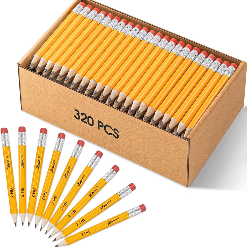 ZWlOT Golf Pencils with Eraser, #2 HB Half,4" Mini,Pre-Sharpened,120/200/320 Count Pencils Wood Cased Short for Classroom, Office, School, Wedding and Party Game(Blue-120pcs)