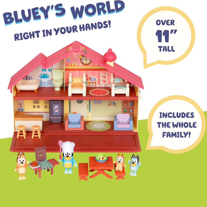 Bluey Toy House Mega Bundle Family Home & BBQ Playhouse Toys, Bingo, Bandit, Chilli, Kids Doll House Playset for Toddlers 3-5, Amazon Exclusive
