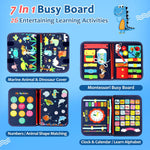 Montessori Busy Board & Busy Book for Toddlers – Sensory & Learning Toy that Keeps Kids Busy, Travel Toy for Airplane & Car, Screen for Boys & Girls (Blue/P4)