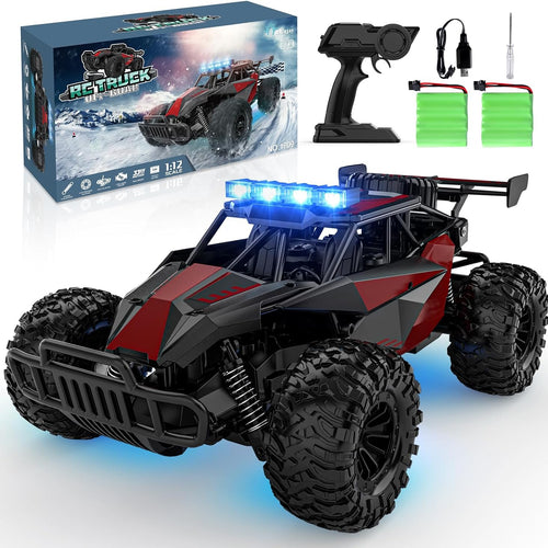 bluejay 1:12 2.4ghz high speed rc monster truck with led headlights and rechargeable battery