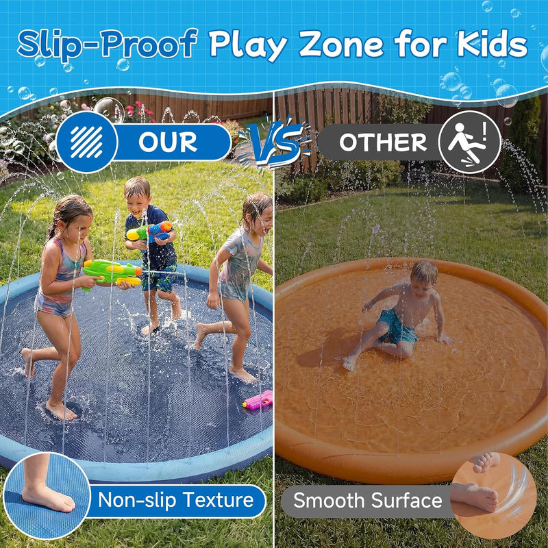 Non Slip Splash Pad for Kids and Dogs, 80" Sprinkler Splash Pad with 5mm Reinforced Edges,0.58mm Thickened Dog Pool,Outdoor Water Toys for Toddlers,Summer Backyard Fountain Play for Girls Boys Pets