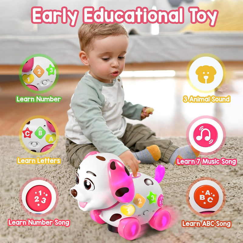 ToddlerCley Musical Puppy Toys for 1 Year Old Girl Gifts, 1st Birthday Girl Gift, Bilingual Learning Baby Toy 6-12-18 Months with Sound & Lights, Educational Toy for 1 Year Old Boy Present