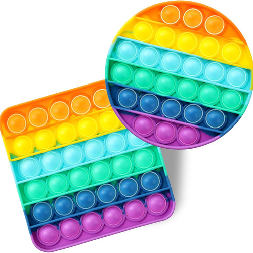 Mr. Pen- Pop Fidget Sensory Toys, 2 Pack, Circle & Square Shapes, Sensory Stress Relief Squeeze Toys for Kids & Adults, Silicone Bubble Popping Game for Anxiety, Fun