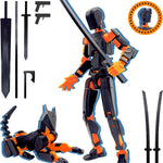 T13 3D Action Figure Set (Assembly Completed),Dummy Robot Titan 13 Action Figures,3D Printed Toys Multi-Jointed Movable (Black/Red)