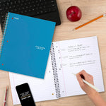 Five Star Spiral Notebook + Study App, 5 Subject, Wide Ruled Paper, 8" x 10-1/2", 200 Sheets, Fights Ink Bleed, Water Resistant Cover, Tidewater Blue (73196)