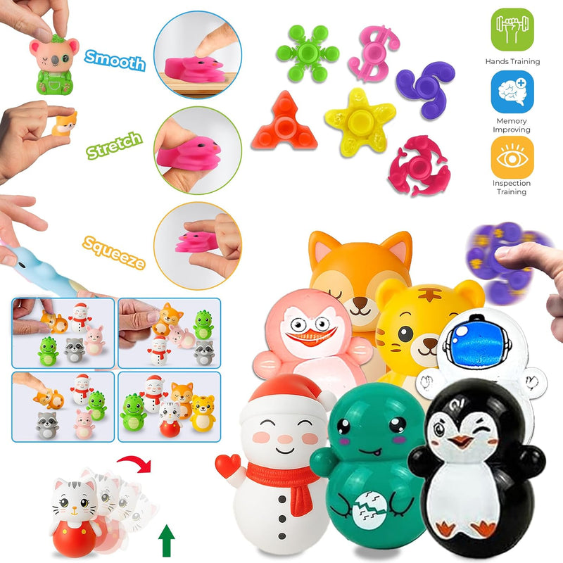 125 Pcs Party Favors Fidget Toys Pack, Randomly Selected Pop Sensory Set 65 Stickers Gifts for Kids Adults Boy Girl Stocking Stuffers Autistic Goodie Bag Filler Treasure Box Classroom Prizes School