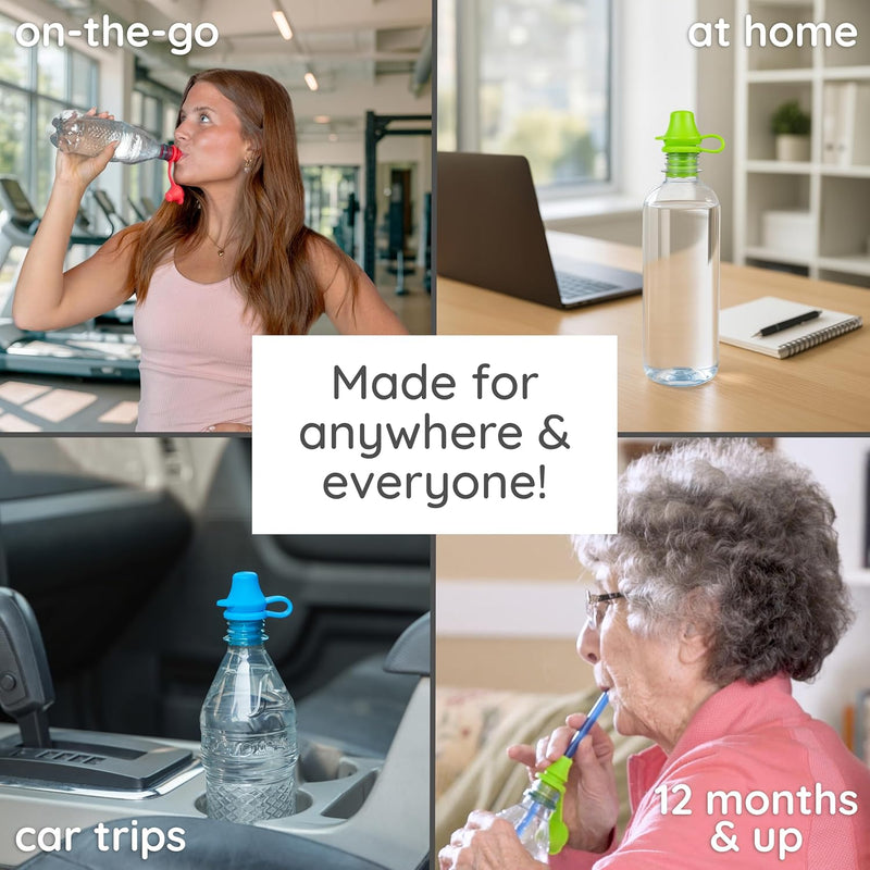 KiddiKap Original Bottle Topper, Silicone Sippy Spout, 3 Pack, Fits 28mm | 98% Spill Proof, Fits 28mm Standard Bottles, Dishwasher Safe, Ages 12 Months+