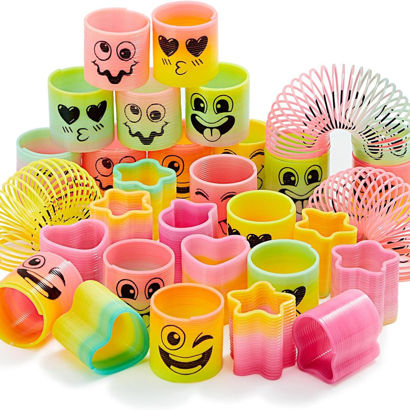 JOYIN 30pc Rainbow Party Favors, Mini Plastic Coil Spring Toys, Stress Relief Bulk Party Supplies for Kids