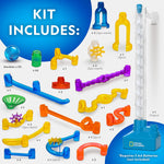 National Geographic 150-piece marble maze kit with motorized spiral lift, 30 marbles, and storage bag for kids physics toys