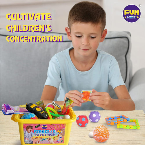 Gift Fidget Box Toys Pack for Kids 3-12, FunKidz Sensory Toys for Boys Girls Age 7-12 Autistic Children in Mystery Storage Portable Box