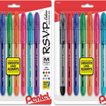 Pentel RSVP Ballpoint Pen, (1.0mm), Medium Line, Assorted Ink, Pack of 8 (BK91CRBP8M)