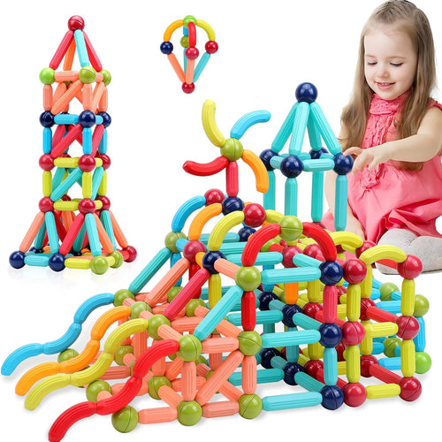 Couomoxa Magnetic Building Blocks for Toddlers: 42-Piece Set for Early STEM Learning with Large Pieces